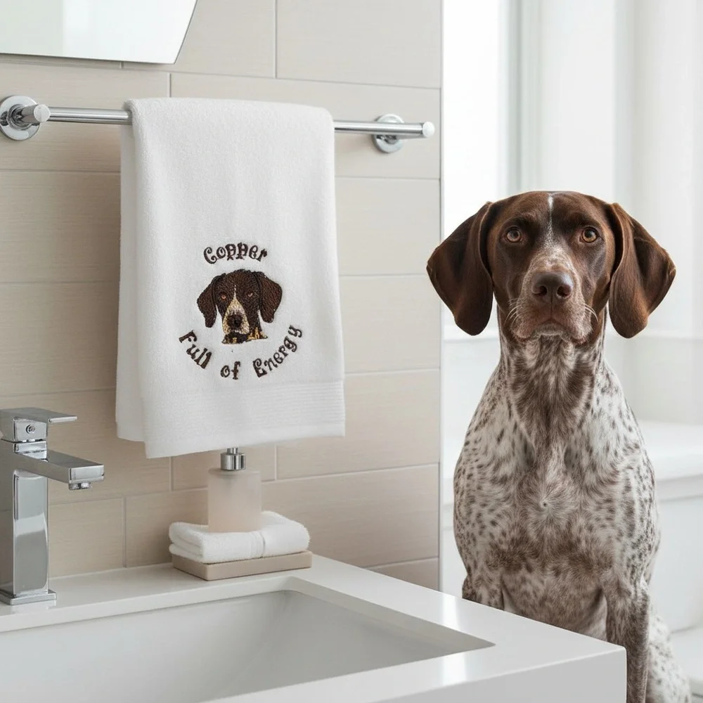 Hand Cat Personalized Embroidered Towel with your Pet’s name. Dog cat fish